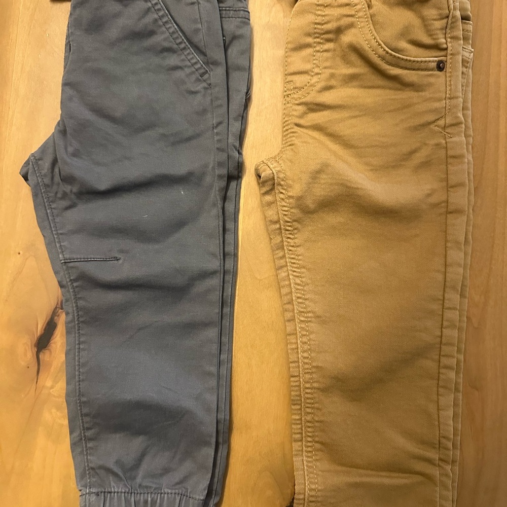Boys 2T (lot of 2) Cat and Jack Grey Joggers and Khaki Straight Pants